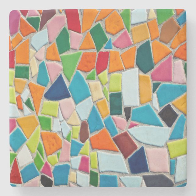 Bright Mosaic Tiles Steinuntersetzer (Vorderseite)