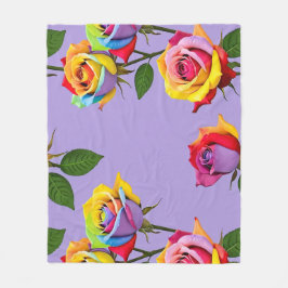 Bright Multicolored Roses In Rainbow Shades  Fleecedecke
