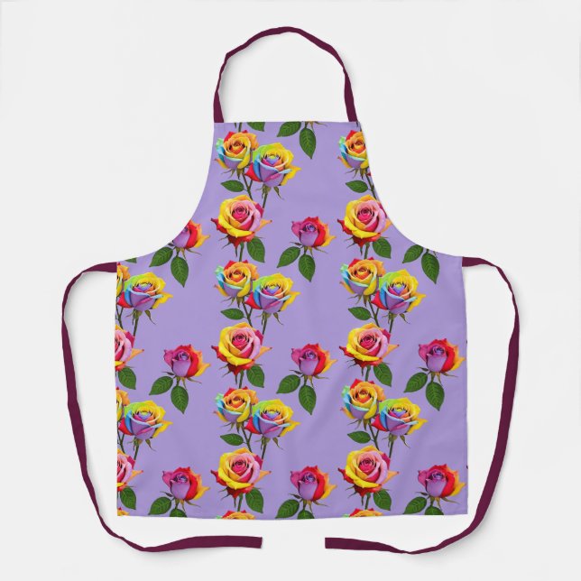 Bright Multicolored Roses In Rainbow Shades  Schürze (Vorderseite)