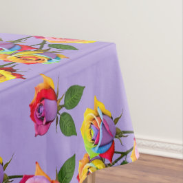 Bright Multicolored Roses In Rainbow Shades  Tischdecke