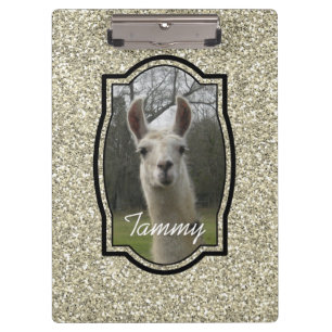 Bright N Sparkling Llama in Gold Champagne Klemmbrett