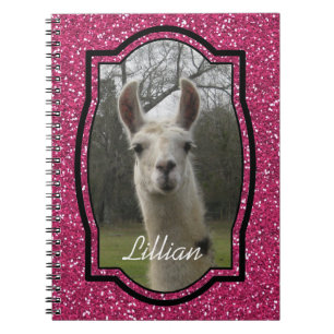 Bright N Sparkling Llama in Hot Pink Notizblock