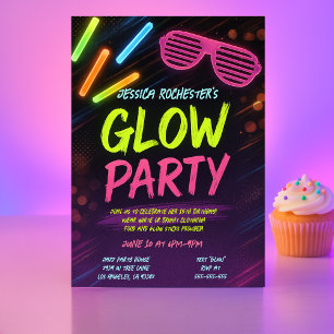 Bright Neon Glow Party Geburtstag Einladung