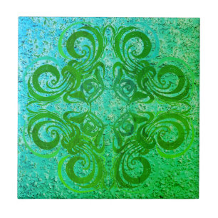 Bright Neon Green Retro Tiles Fliese
