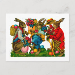 Bright Oaster Bunnies Vintag Feiertagspostkarte