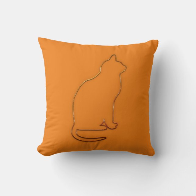 Bright Orange Black Cat Pillow Kissen (Vorderseite)