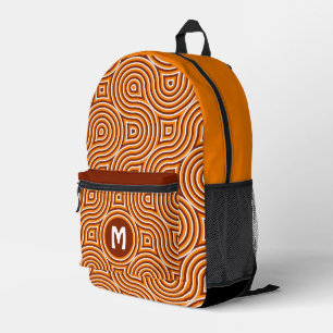 Bright Orange Dark Brown White Midjahrhundert Must Bedruckter Rucksack