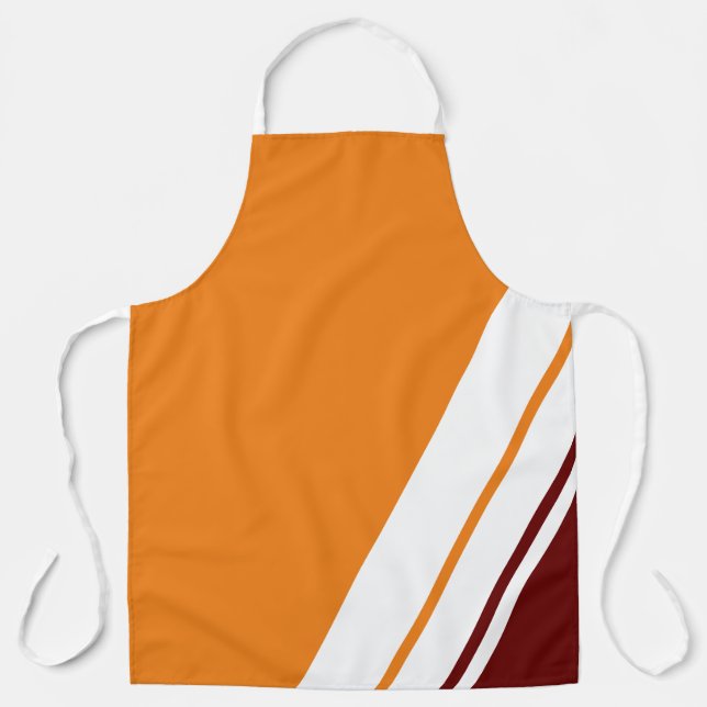 Bright Orange Deep Red White Slant Racing Streifen Schürze (Vorderseite)