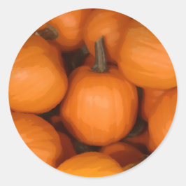 Bright Orange Fall Pumpkins Herbstmalerei Runder Aufkleber