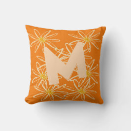 Bright Orange Floral Pillow Kissen