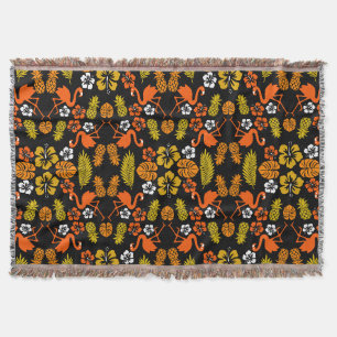 Bright Orange Floral Tropical Gemustert Decke