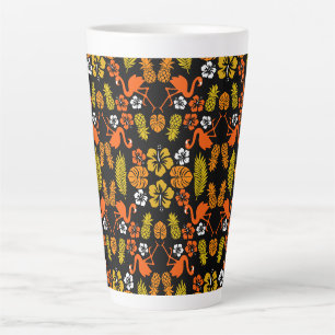Bright Orange Floral Tropical Gemustert Milchtasse