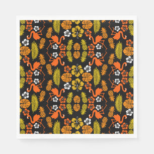 Bright Orange Floral Tropical Gemustert Serviette