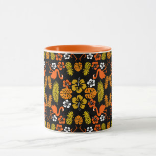 Bright Orange Floral Tropical Gemustert Tasse
