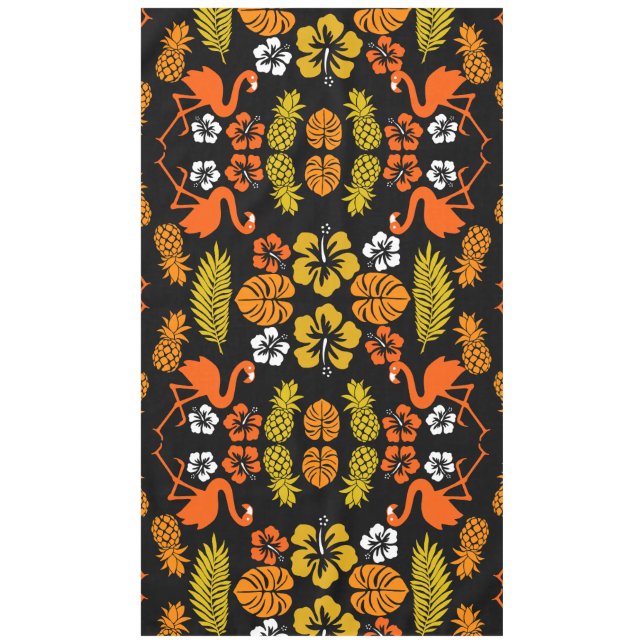 Bright Orange Floral Tropical Gemustert Tischdecke (Vorderseite)