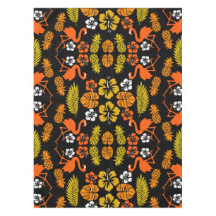 Bright Orange Floral Tropical Gemustert Tischdecke