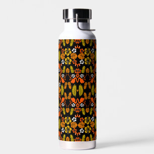 Bright Orange Floral Tropical Gemustert Trinkflasche