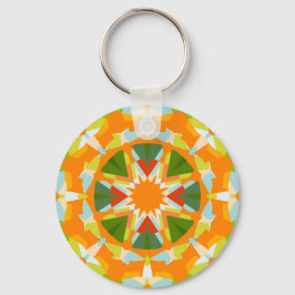 Bright Orange Fun Green Star Boho Kitsch Eclectic Schlüsselanhänger