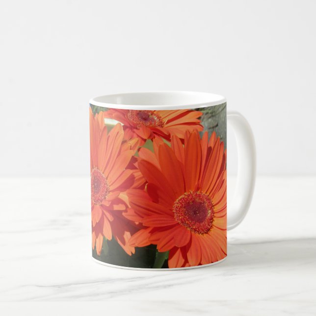 Bright Orange Gerbera Daisy Foto  Kaffeetasse (VorderseiteRechts)