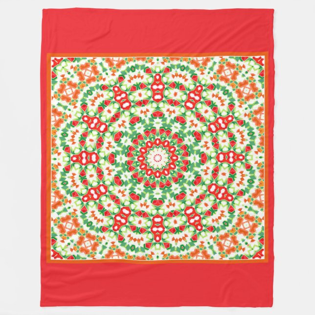 Bright Orange Green modische Bandana Shawl Fleecedecke (Vorderseite)