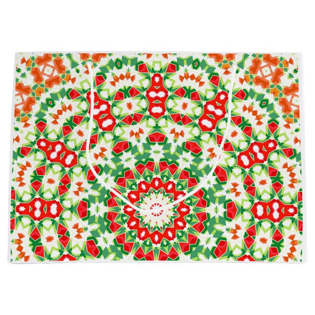 Bright Orange Green modische Bandana Shawl Große Geschenktüte (Vorderseite)