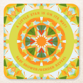 Bright Orange Green Star Baby Girl's Boy's Shower Rechteckiger Pappuntersetzer