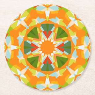 Bright Orange Green Star Baby Girl's Boy's Shower Runder Pappuntersetzer
