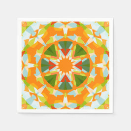 Bright Orange Green Star Baby Girl's Boy's Shower Serviette