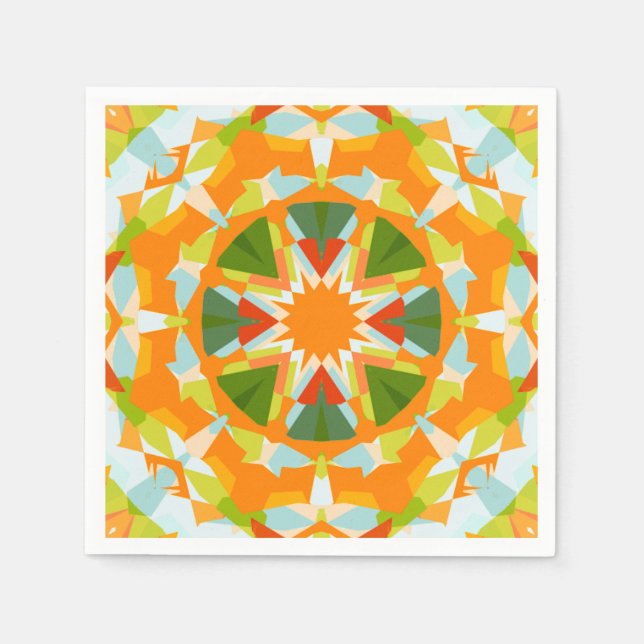 Bright Orange Green Star Baby Girl's Boy's Shower Serviette (Vorderseite)