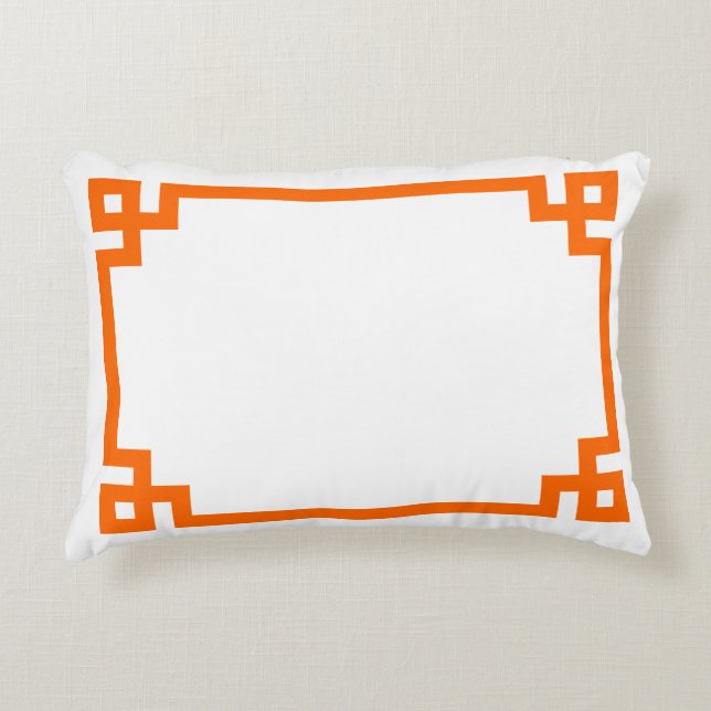 Bright Orange griechische Schlüsselgrenze Dekokissen (Vorderseite)