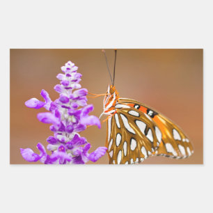 Bright Orange Gulf Fritillary Butterfly Rechteckiger Aufkleber