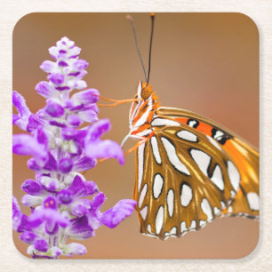 Bright Orange Gulf Fritillary Butterfly Rechteckiger Pappuntersetzer