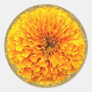 Bright Orange Marigold Gold Glitzer Stickers