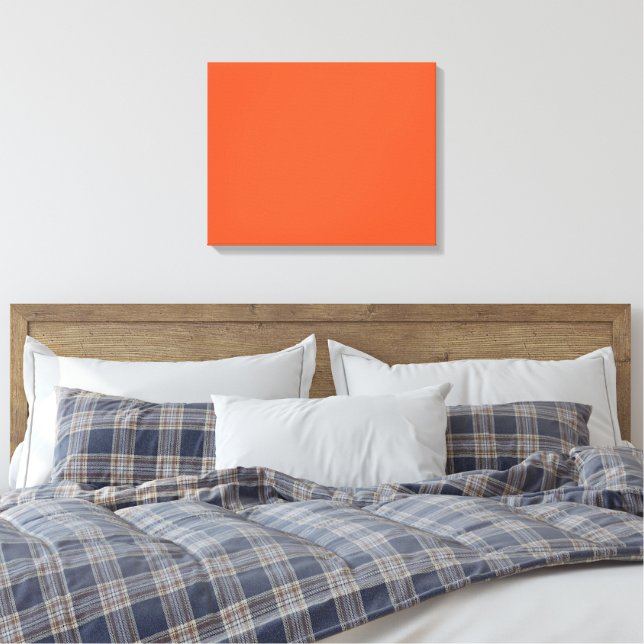 Bright Orange Minimalist Solid Background Leinwanddruck (Insitu (Schlafzimmer))