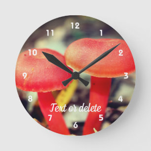 Bright Orange Mushroom Pair Personalized Runde Wanduhr