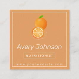 Bright Orange Nutritionist Diätetiker Orange Citru Quadratische Visitenkarte