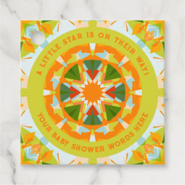 Bright Orange Playful Green Fun Star Baby Shower Geschenkanhänger