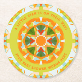 Bright Orange Playful Green Fun Star Baby Shower Runder Pappuntersetzer