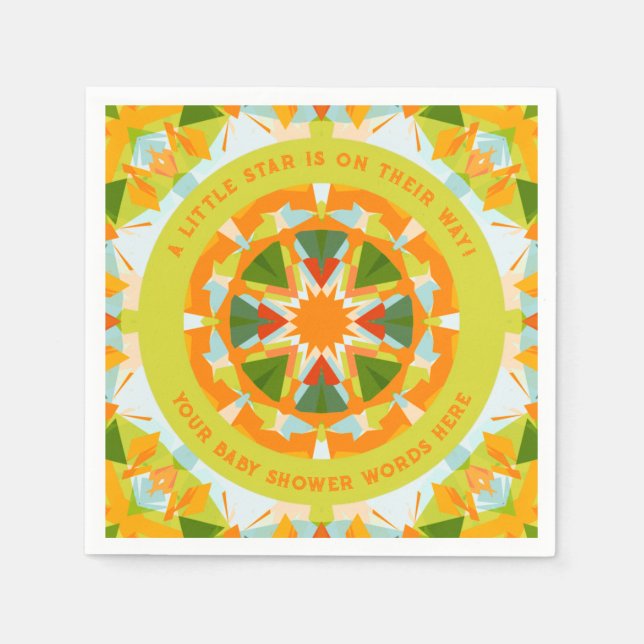 Bright Orange Playful Green Fun Star Baby Shower Serviette (Vorderseite)