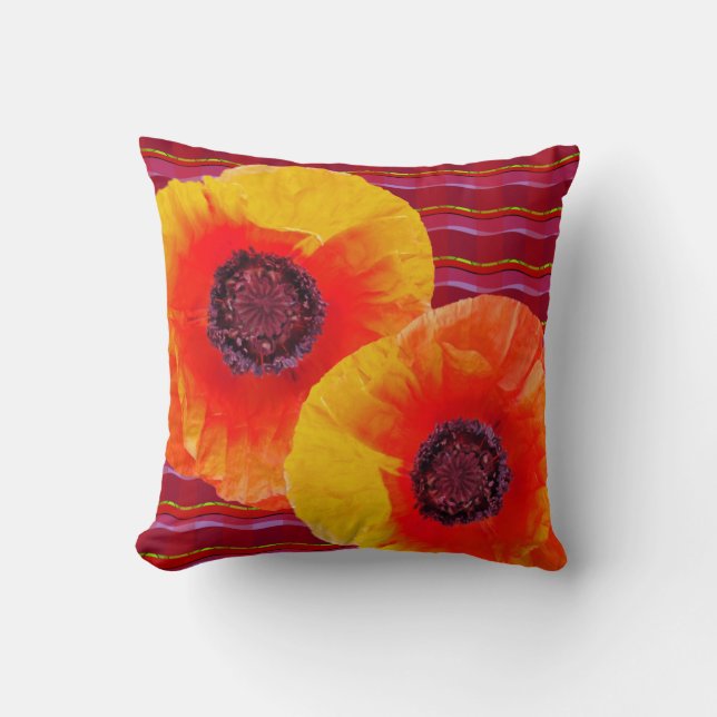 Bright Orange Poppies Kissen (Vorderseite)