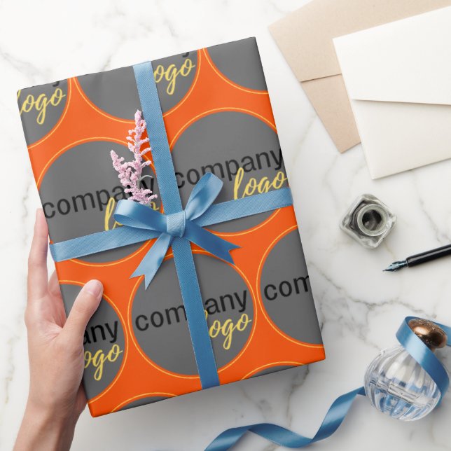 BRIGHT ORANGE REPEATING PATTERINGGESCHÄFTSLOGO GESCHENKPAPIER (Schenken)