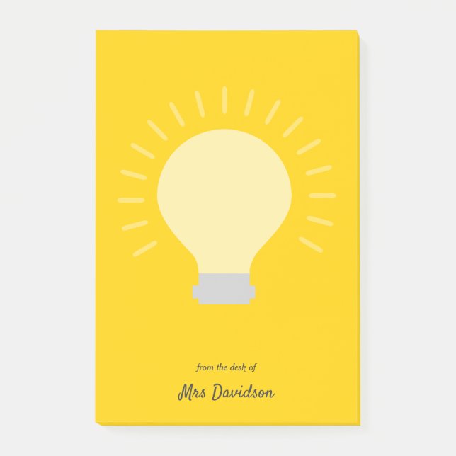 Bright Orange Teacher Light Bulle Post-it Klebezettel (Vorderseite)