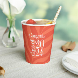 Bright Orange Tropical Class of 2024 Grad Party Pappbecher