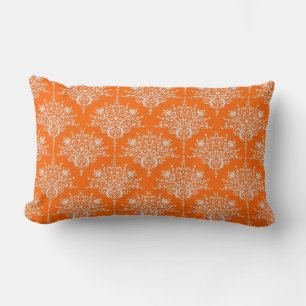 Bright Orange und White Damask Lendenkissen