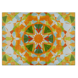 Bright Orange Vibrann Green Star Kitsch Eclectic Schneidebrett