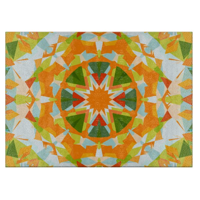 Bright Orange Vibrann Green Star Kitsch Eclectic Schneidebrett (Vorderseite)