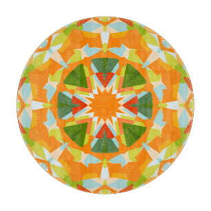 Bright Orange Vibrann Green Star Kitsch Eclectic Schneidebrett
