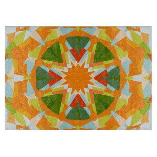 Bright Orange Vibrann Green Star Kitsch Eclectic Schneidebrett