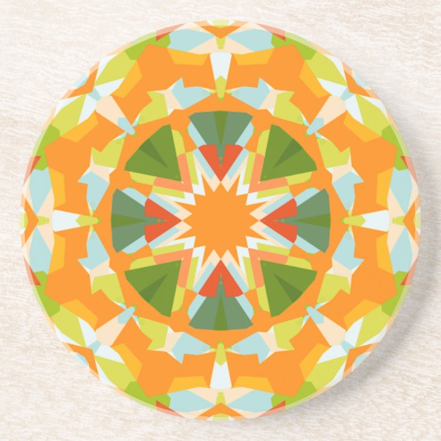Bright Orange Vibrant Green Star Boho Maximalist Getränkeuntersetzer (Vorne)