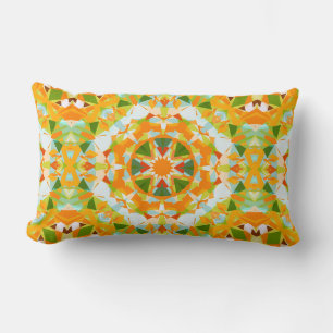 Bright Orange Vibrant Green Star Boho Maximalist Lendenkissen